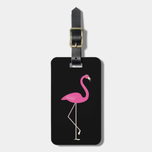 Étiquette À Bagage Balise de bagages Flamant rose noir classique