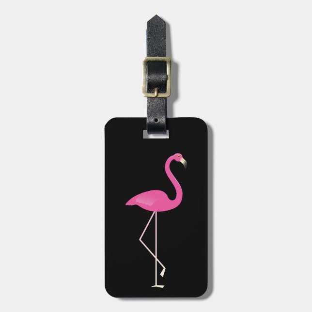 Étiquette À Bagage Balise de bagages Flamant rose noir classique (Devant Vertical)