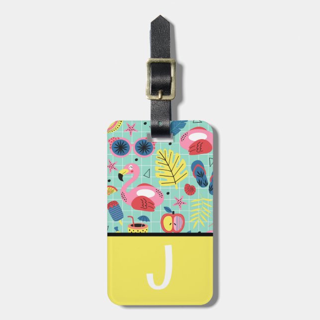 Étiquette À Bagage Balise de bagages initiale de l'enfant en bloc de  (Devant Vertical)