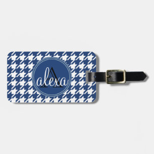 Étiquette À Bagage Balise de bagages Monogramme de la Marine Blue Hou