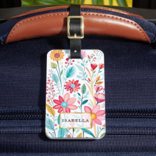 Étiquette À Bagage Balise de bagages monogramme de motif floral