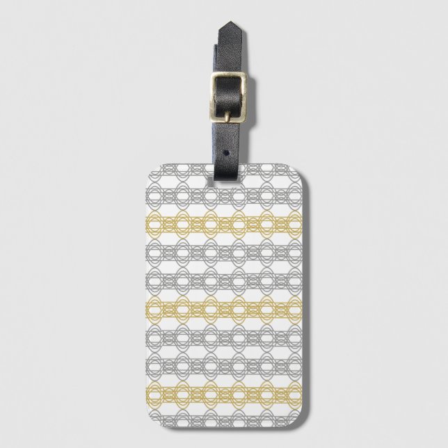 Étiquette À Bagage Balise de bagages Motif argent et or (Devant Vertical)