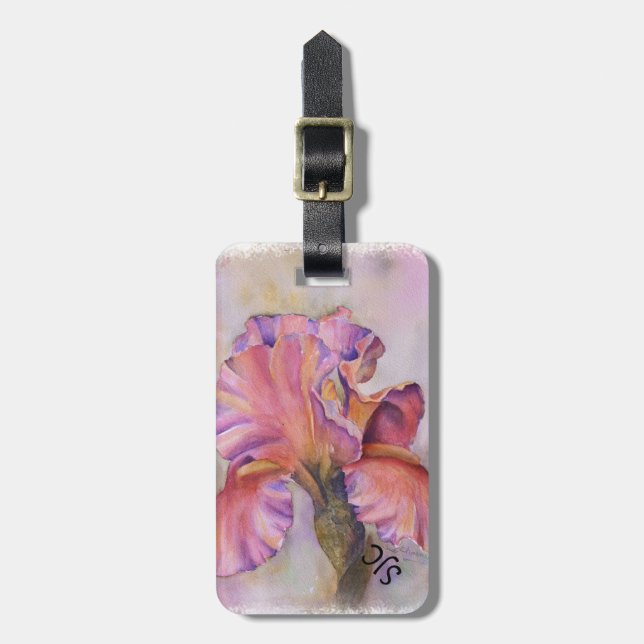 ÉTIQUETTE À BAGAGE BALISE DE BAGAGES PERSONNALISÉE ROSE IRIS (Devant Vertical)