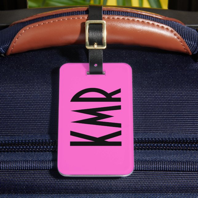 Étiquette À Bagage Balise de bagages rose et noir personnalisée (Insitu Rectoal 2)