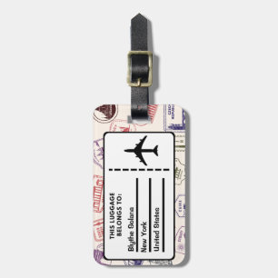Étiquette À Bagage Balise de bagages Timbres de pays personnalisés