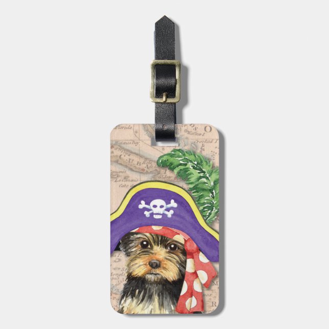Étiquette À Bagage Balise de bagages Yorkie Pirate (Devant Vertical)