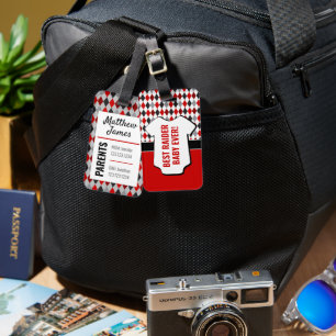 Étiquette À Bagage Balise de Motif de Jacquard noir rouge Baby Raider