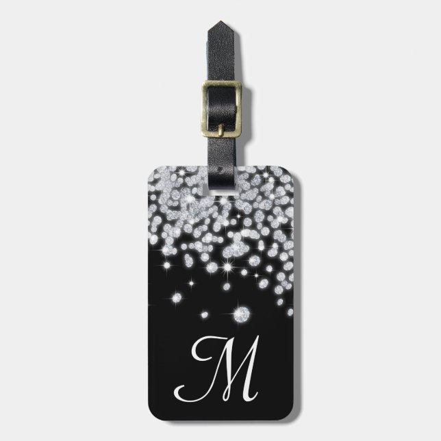 Étiquette À Bagage Balise Diamond Jewelry Glitz Monogram Luggage (Devant Vertical)