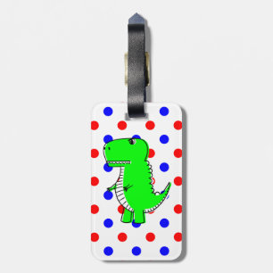 Étiquette À Bagage Balise Dinosaure Vert Rouge Bleu Pois