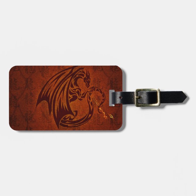 Étiquette À Bagage Balise Dragon Luggage avec bracelet en cuir (Devant horizontal)