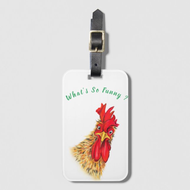 Étiquette À Bagage Balise Drôle Surpris Rooster Luggage Personnalisé (Devant Vertical)