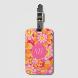 Étiquette À Bagage Balise Fleur en orange et rose
