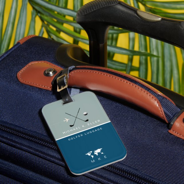 Étiquette À Bagage Balise Golfer Travel Adventures Blue Luggage (Insitu Rectoal 1)