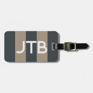 Étiquette À Bagage Balise Masculine minimaliste à rayures monogramme