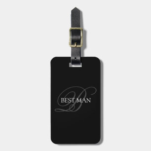 Étiquette À Bagage Balise Meilleur homme Monogramme Black Grey