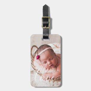 Étiquette À Bagage Balise moderne Simple Script Love Baby Photo Bagag