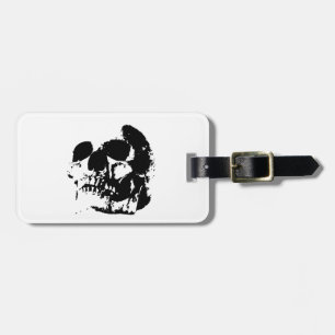 Étiquette À Bagage Balise Noir & Blanc Pop Art Skull Luge