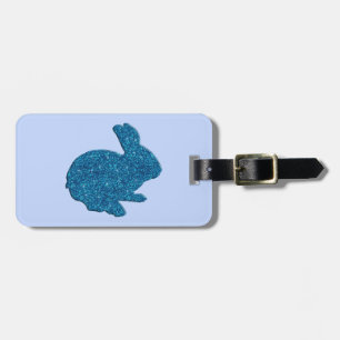 Étiquette À Bagage Balise Parties scintillant bleue Silhouette Lapin 