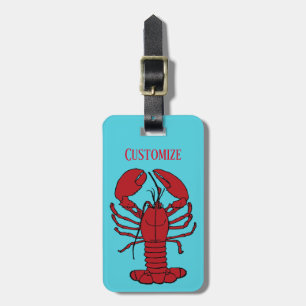 Étiquette À Bagage Balise Red Maine Lobster Thunder_Cove Blue Luggage