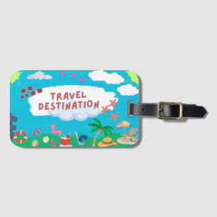Étiquette À Bagage Balise Retro Sunset Beach Luggage