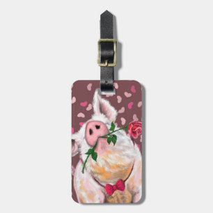 Étiquette À Bagage Balise Romantique Pig avec bagage Rose