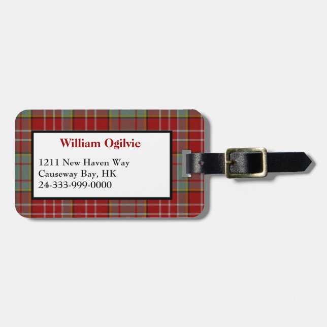 Étiquette À Bagage Balise rouge Ogilvie Tartan Plaid (Devant horizontal)