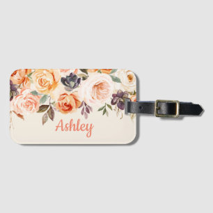 Étiquette À Bagage Balise Shabby Chic Peach Floral Luggage