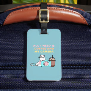 Étiquette À Bagage Balise Sky Blue Cat&Camera Luggage