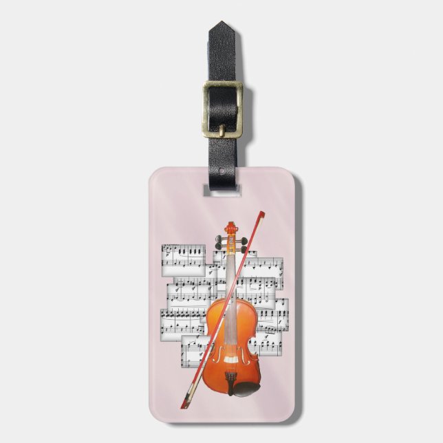 Étiquette À Bagage Balise Violon sur la feuille de musique (Devant Vertical)