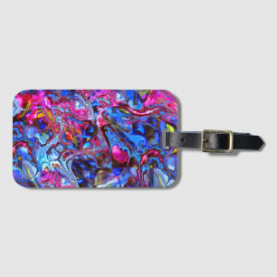 Étiquette À Bagage Balise Vivid Blue et Hot rose marbre torse