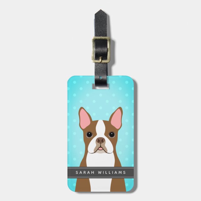 Étiquette À Bagage Balises de bagage Boston Terrier (Devant Vertical)
