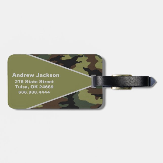 Étiquette À Bagage Balises de bagage Camo - Nom et logo personnalisés (Dos horizontal)