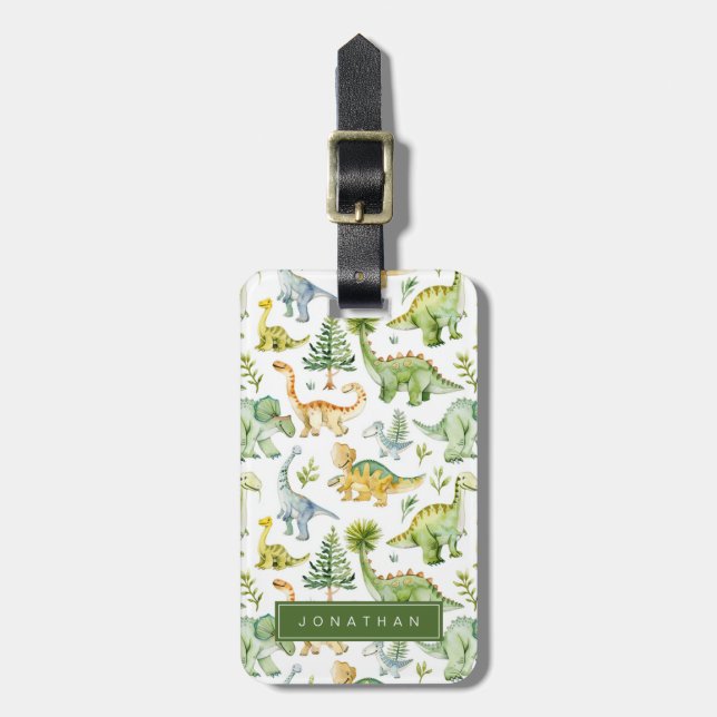 Étiquette À Bagage Balises de bagage Dinosaur (Devant Vertical)