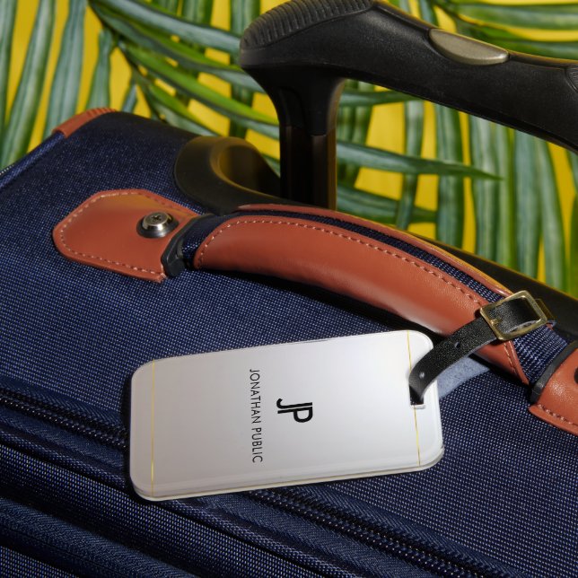 Étiquette À Bagage Balises de bagage Monogram Gold Silver Look Elegan (Insitu Rectoal 3)