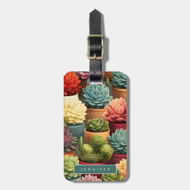Étiquette À Bagage Balises de bagage Succulentes (Devant Vertical)