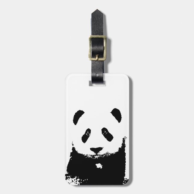 Étiquette À Bagage Balises de bagages Panda noir et blanc (Devant Vertical)