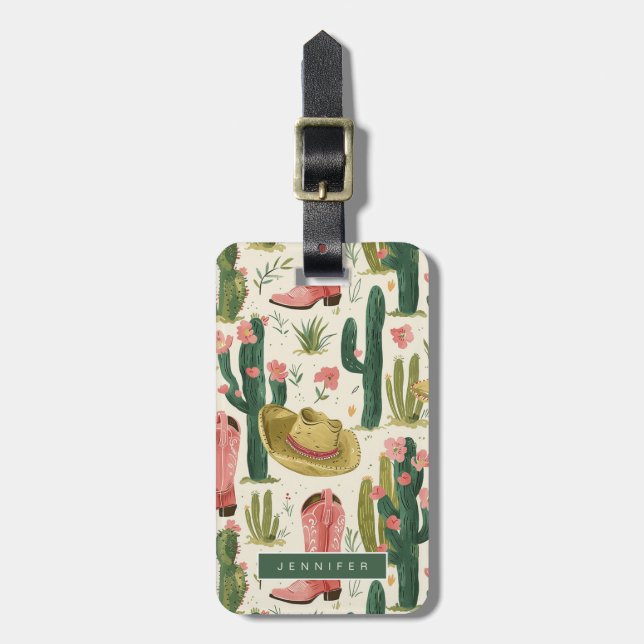 Étiquette À Bagage Balises de bagages rose cactus occidental (Devant Vertical)