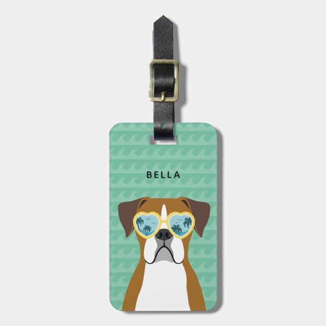 Étiquette À Bagage Balises des bagages de chien de boxer (Devant Vertical)