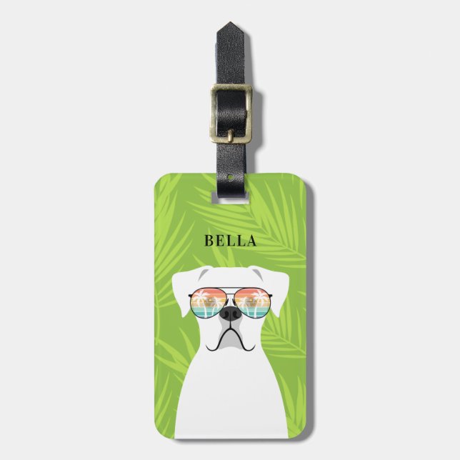 Étiquette À Bagage Balises des bagages de chien de boxer (Devant Vertical)