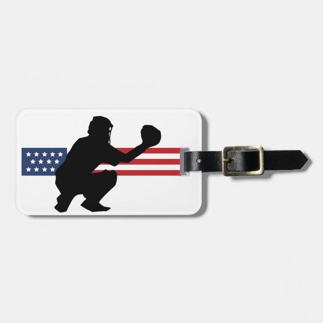 Étiquette À Bagage Balises pour le design de baseball patriotique (Devant horizontal)