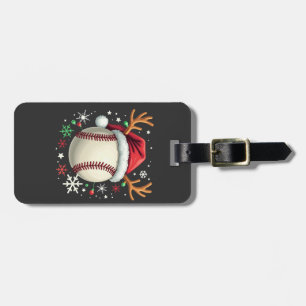 Étiquette À Bagage Balle de baseball avec cornes de renne et Noël