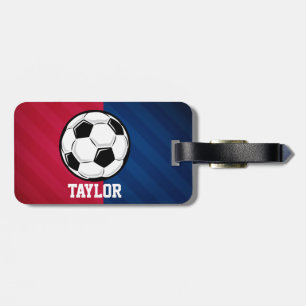 Étiquette À Bagage Balle de football ; rouge, blanc et bleu
