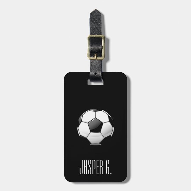 Étiquette À Bagage Balle de soccer brillante (Devant Vertical)
