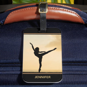 Étiquette À Bagage Ballerina Arabesque Sunset Silhouette Personnalisé