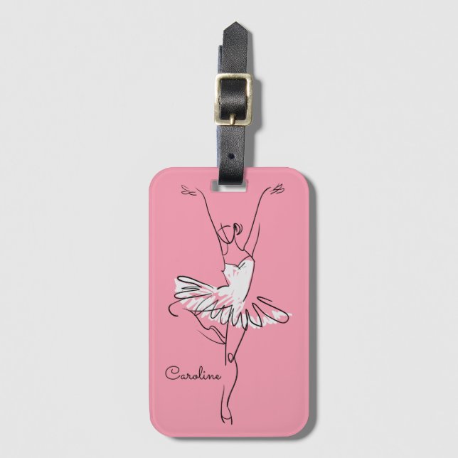 Étiquette À Bagage Ballerina nom et couleur personnalisés (Devant Vertical)