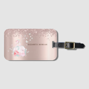 Étiquette À Bagage Ballerina Papillons Confetti Rose Gold
