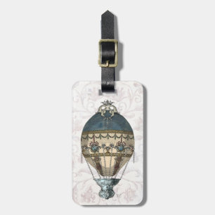 Étiquette À Bagage Balloon baroque bleu & crème