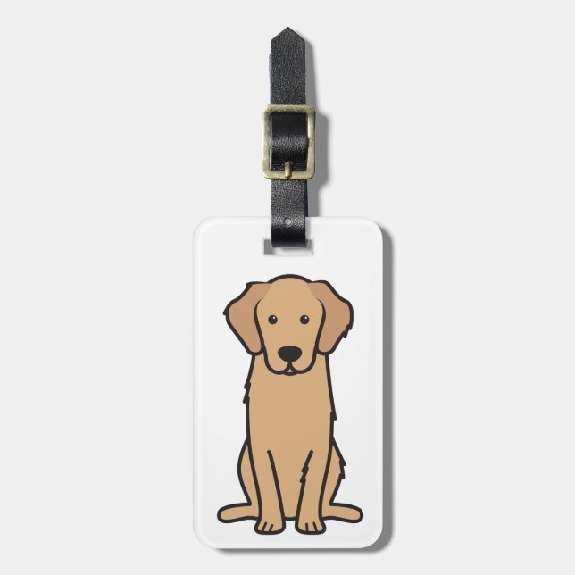 Étiquette À Bagage Bande dessinée de chien de golden retriever (Devant Vertical)