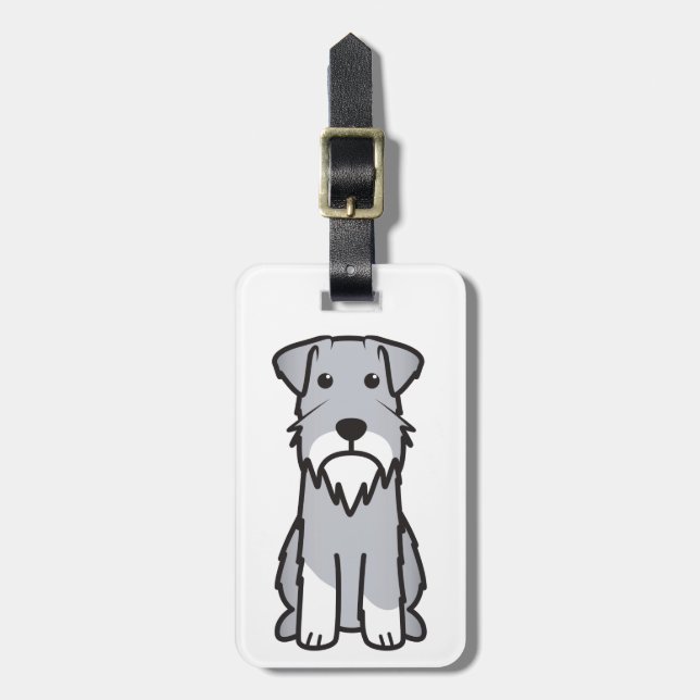 Étiquette À Bagage Bande dessinée de chien de Schnauzer miniature (Devant Vertical)