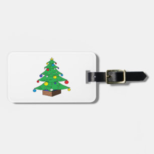 Étiquette À Bagage Bande dessinée décorée d'arbre de Noël